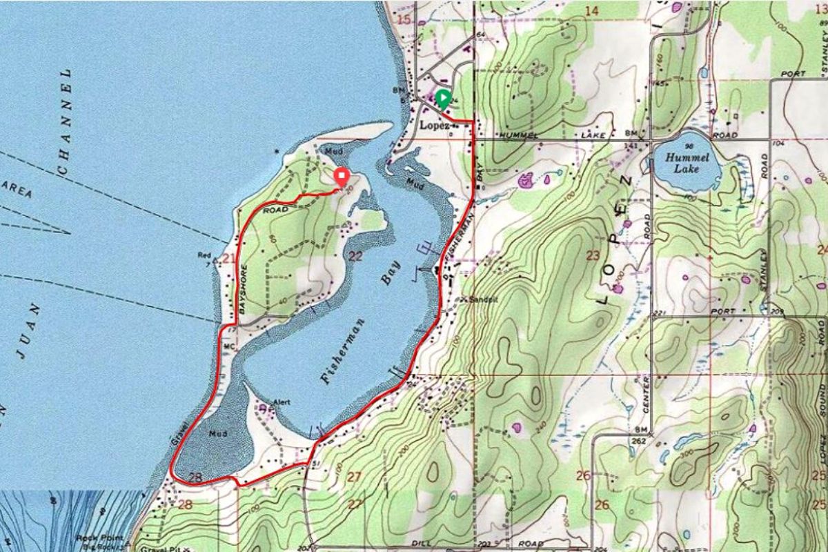 bike map lopez island fishermans bay loop