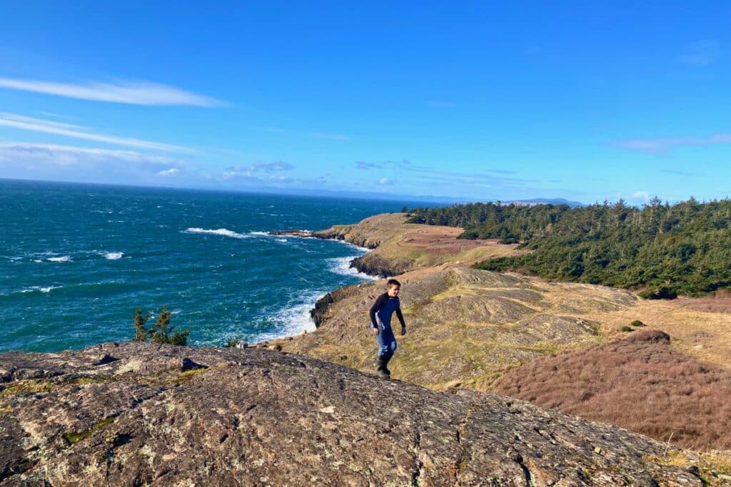 Hiking Lopez island at Iceberg point in the san juan islands 