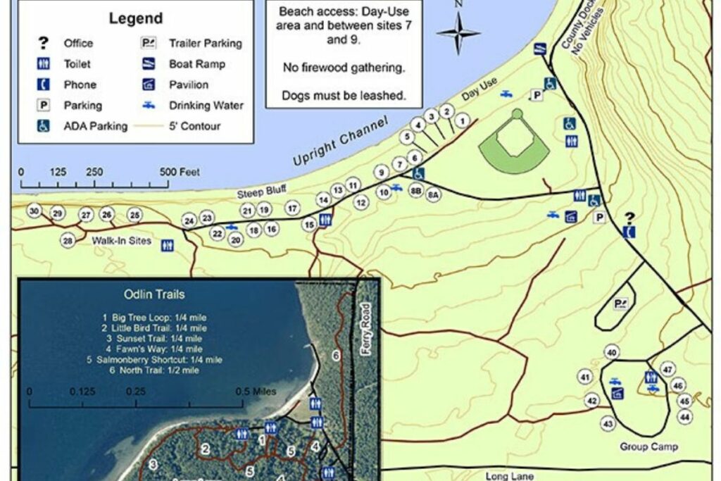 Lopez Island Odlin county park Campground map